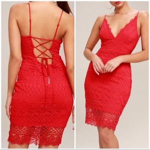 BNWT Lulus red lace dress